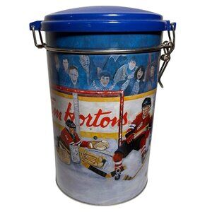 Tim Hortons Tin Limited Edition Winning Goal Collector Blue Lid 7" Tall